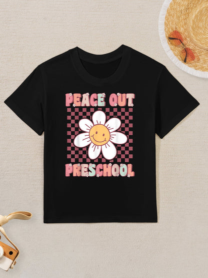 Peace Out Pre-K Cute Groovy Last Day of Preschool Graduation Kids T-Shirt