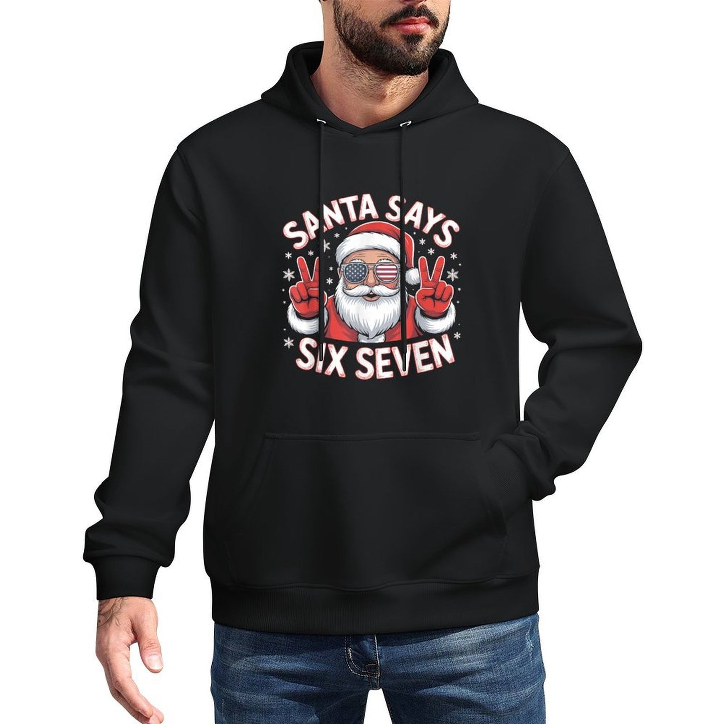 Santa Says 67 Funny 6 7 Meme Christmas Easy Care Hoodie
