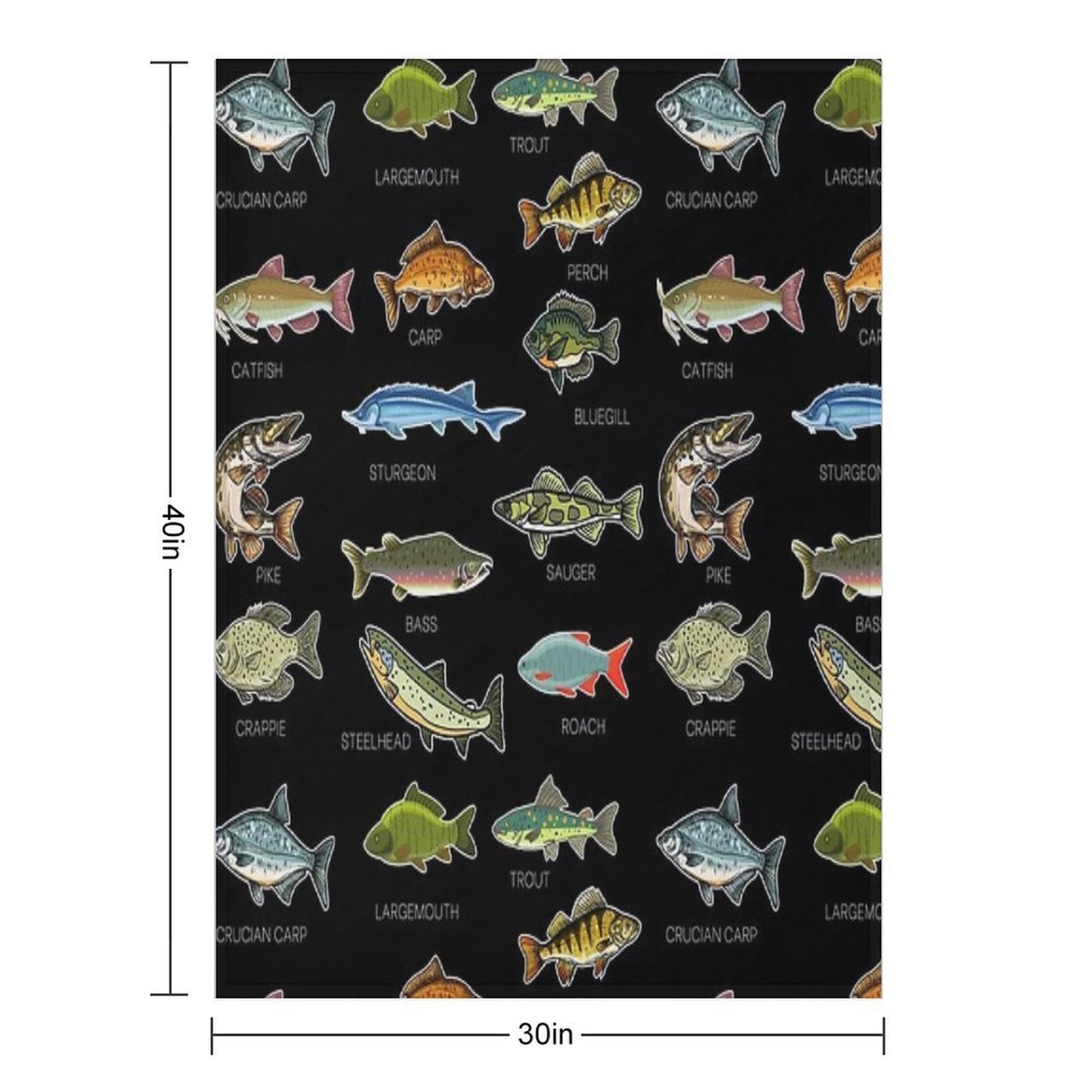 Types Of Freshwater Fish Species Fishing Throw Blanket