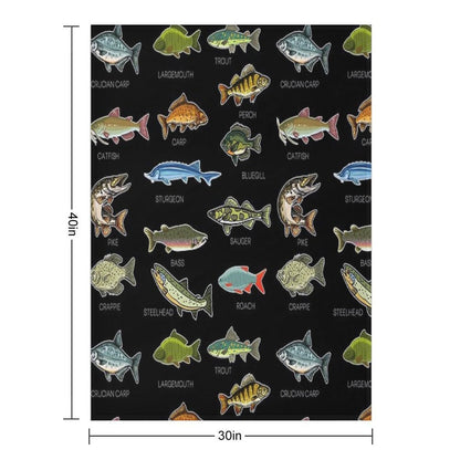 Types Of Freshwater Fish Species Fishing Throw Blanket
