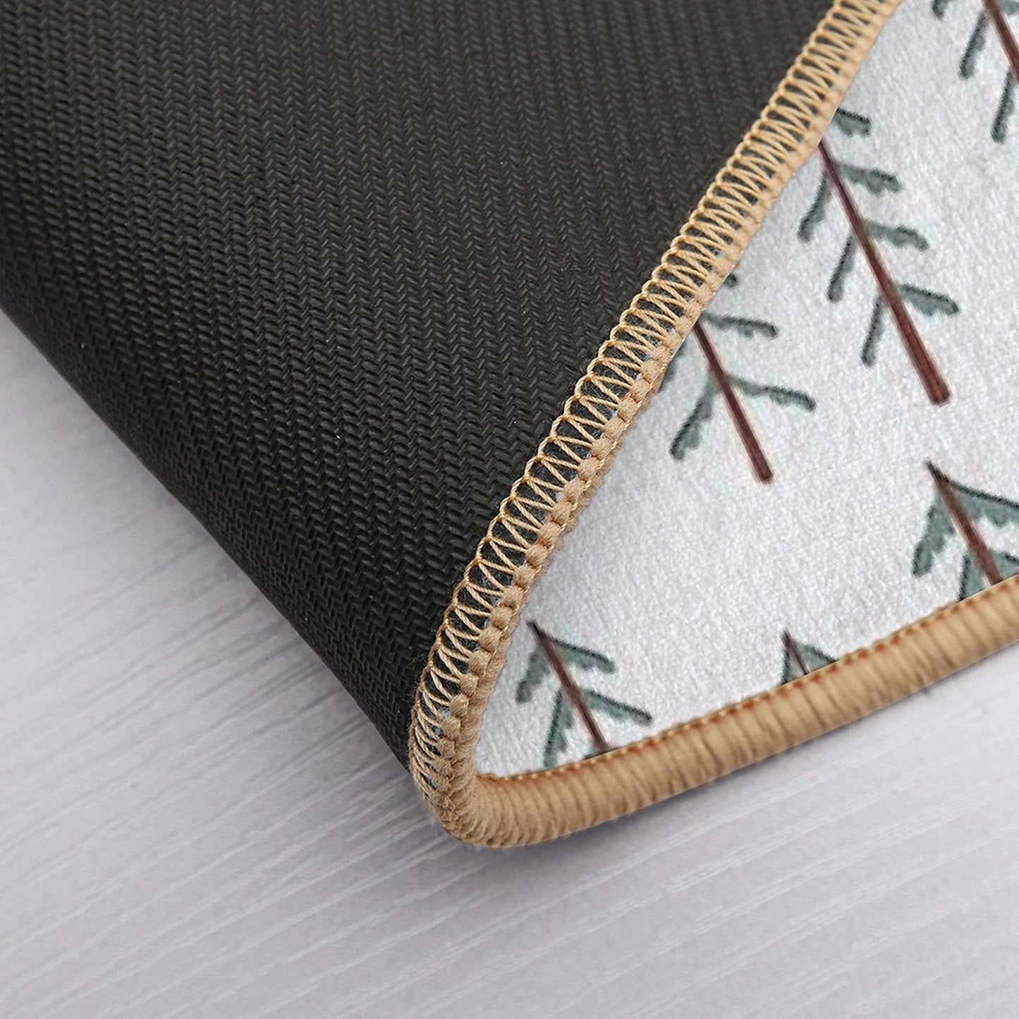 Fir Tree Doodle Wood  Anti-Trip Bath Mat