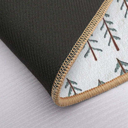 Fir Tree Doodle Wood  Anti-Trip Bath Mat