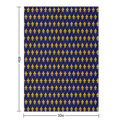 Fleur De Lys Gold Blue Larger Throw Blanket