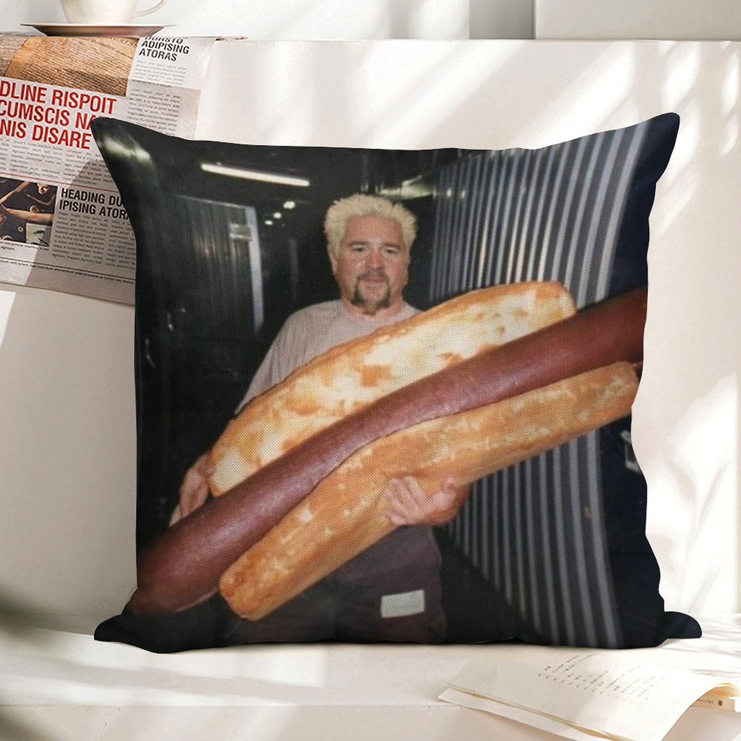 Guy Fieri And His Wieney Linen Throw Pillow Cover