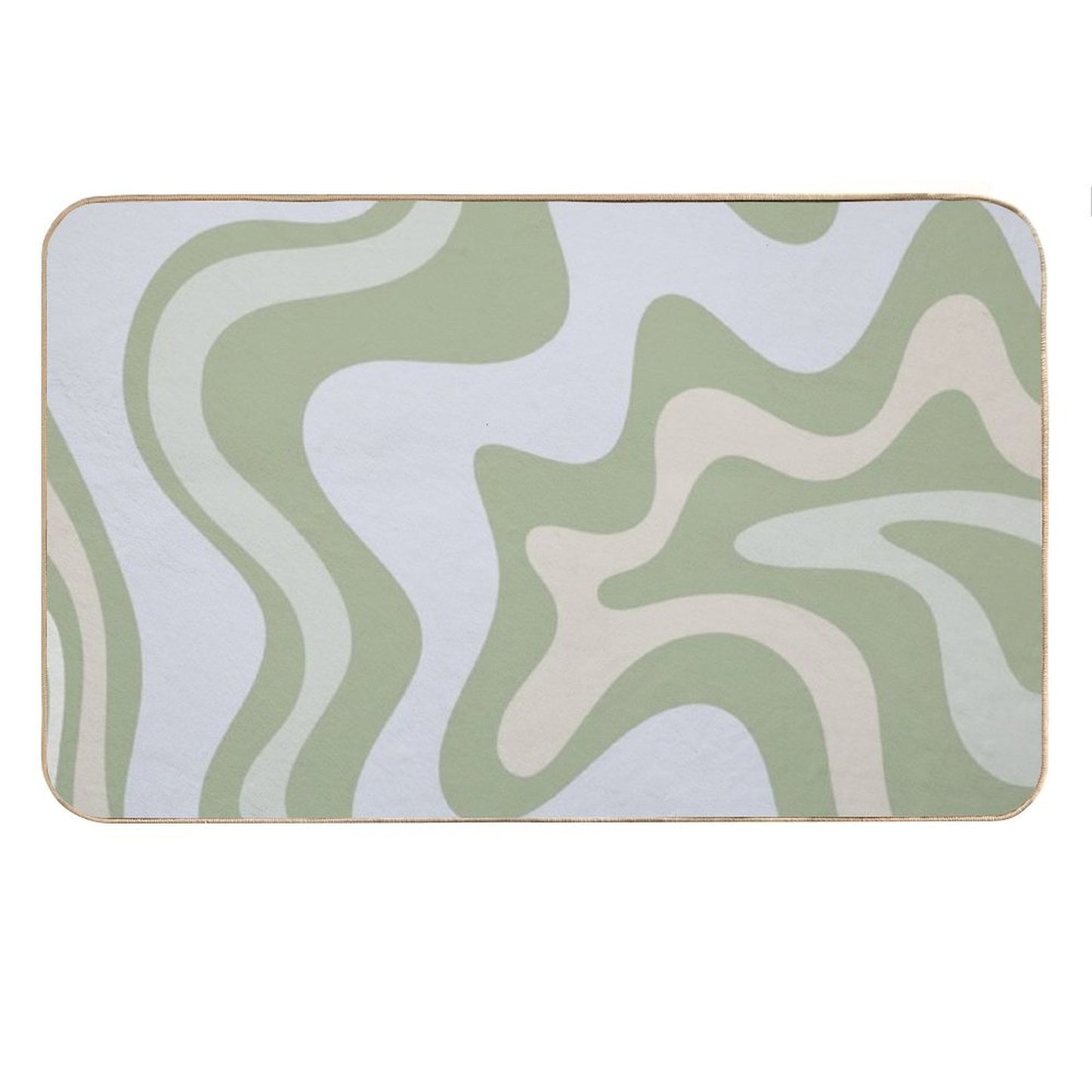 Liquid Swirl Contemporary Abstract in Light Sage Green Grey Almond Bath Mat