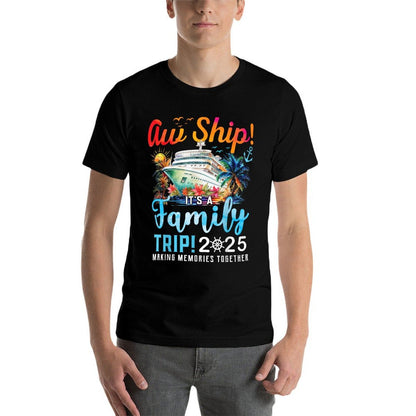Aw Ship Its A Family Trip 2025 Family Matching Cruise Trip  Oversized Silhouette T-Shirt