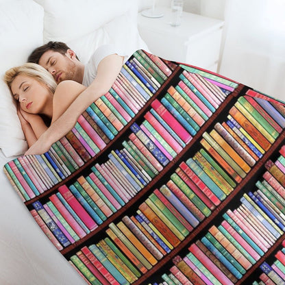 Bookworm Antique Book Library, Vintage Book Shelf Throw Blanket