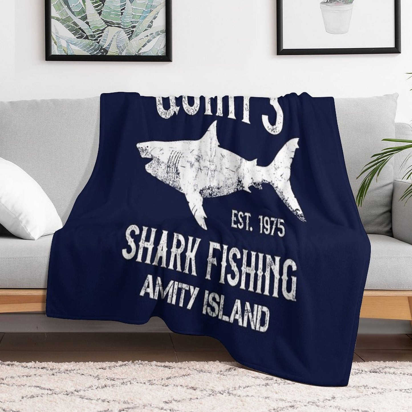 Quint's Shark Fishing - Amity Island 1975 Throw Blanket