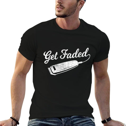 Vintage Distressed Barber - Get Faded Script Tail Te T-Shirt