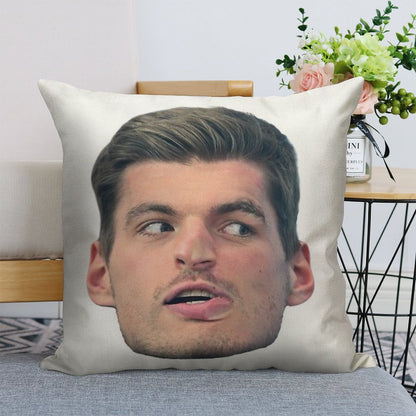 Max Verstappen Face Linen Throw Pillow Cover