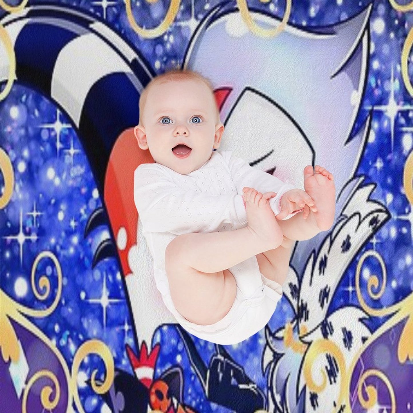 Helluva Boss Stolas And Blitzo Heart Frame Throw Blanket