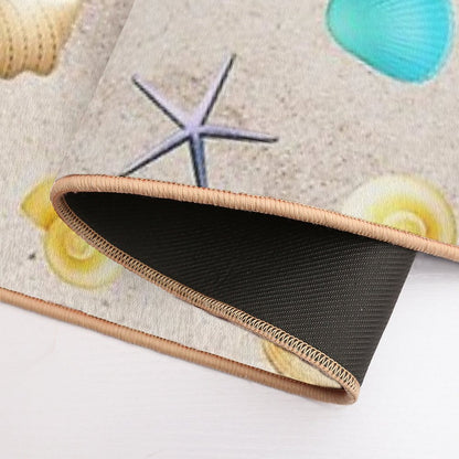 Collection of Shells on Sand And Starfish Bath Mat