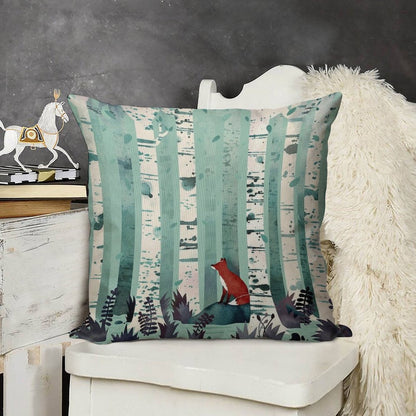 The Birches Linen Throw Pillow Cover