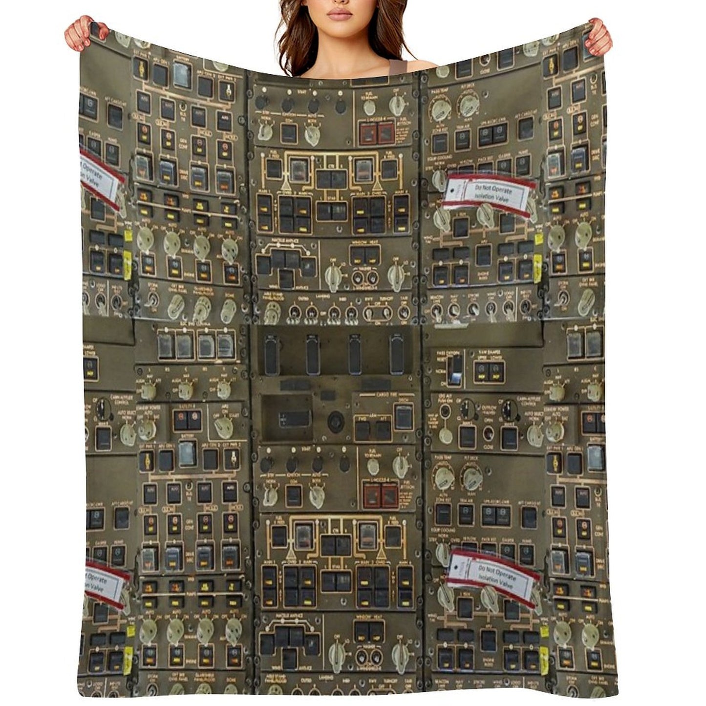 Boeing 747 Overhead Panel Cockpit Throw Blanket