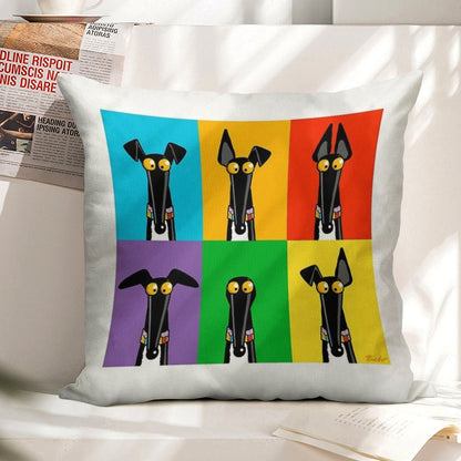 Greyhound Semaphore Linen Throw Pillow Cover