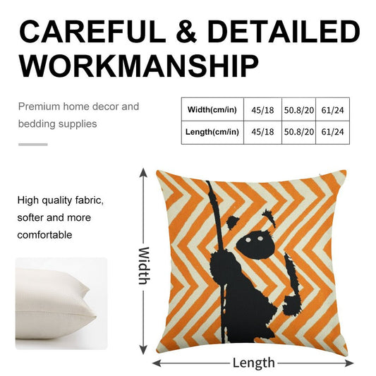Ewok Chevron Orange Linen Throw Pillow Cover