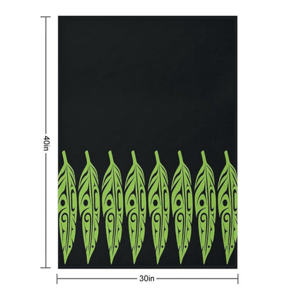 Feathers - Lime Green on Black Throw Blanket