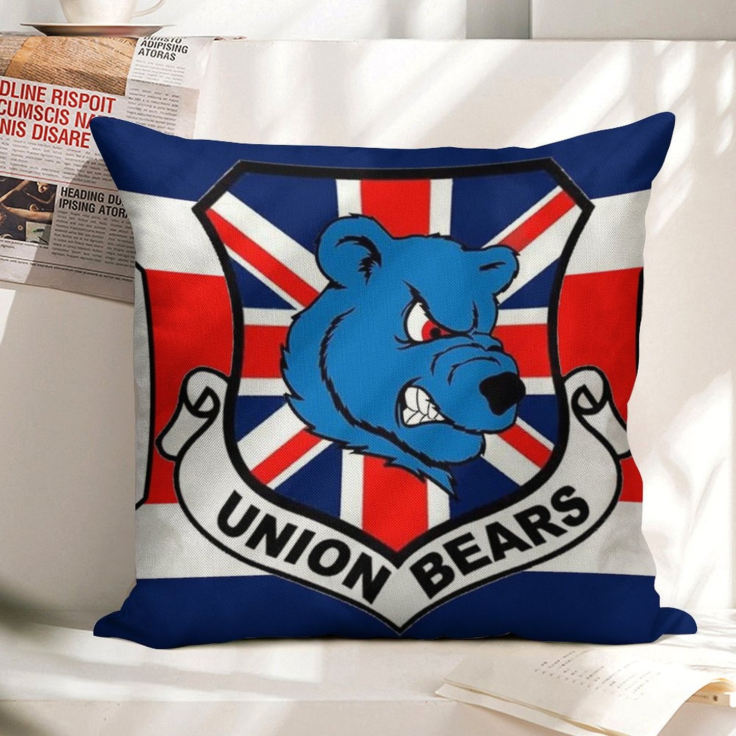Union Bears Linen Throw Pillow Cover