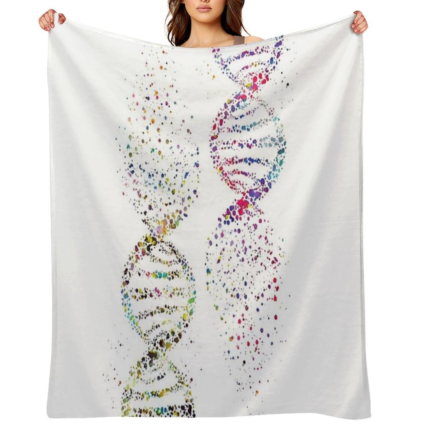 DNA, Watercolor Art,Dna Double Helix Genetic Throw Blanket