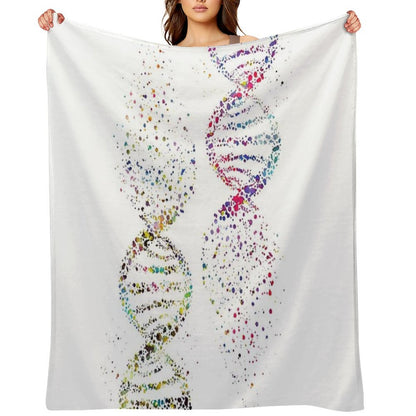 DNA, Watercolor Art,Dna Double Helix Genetic Throw Blanket