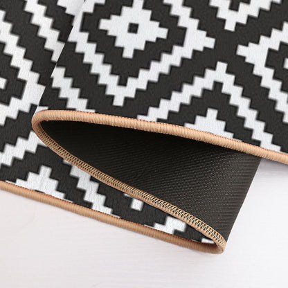 Aztec - White on Black Bath Mat