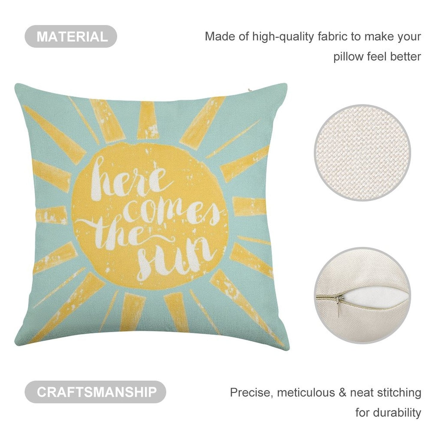 Here Comes The Sun Linen Throw Pillow Cover