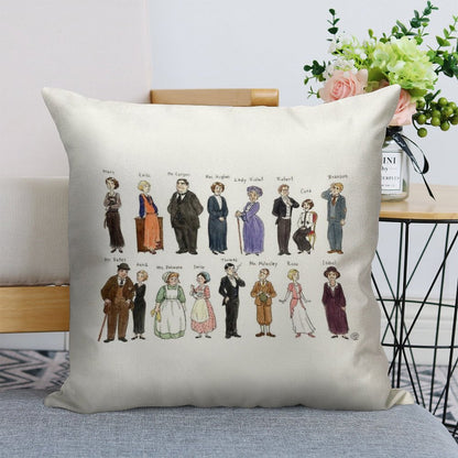 Downton A. Portraits Linen Throw Pillow Cover