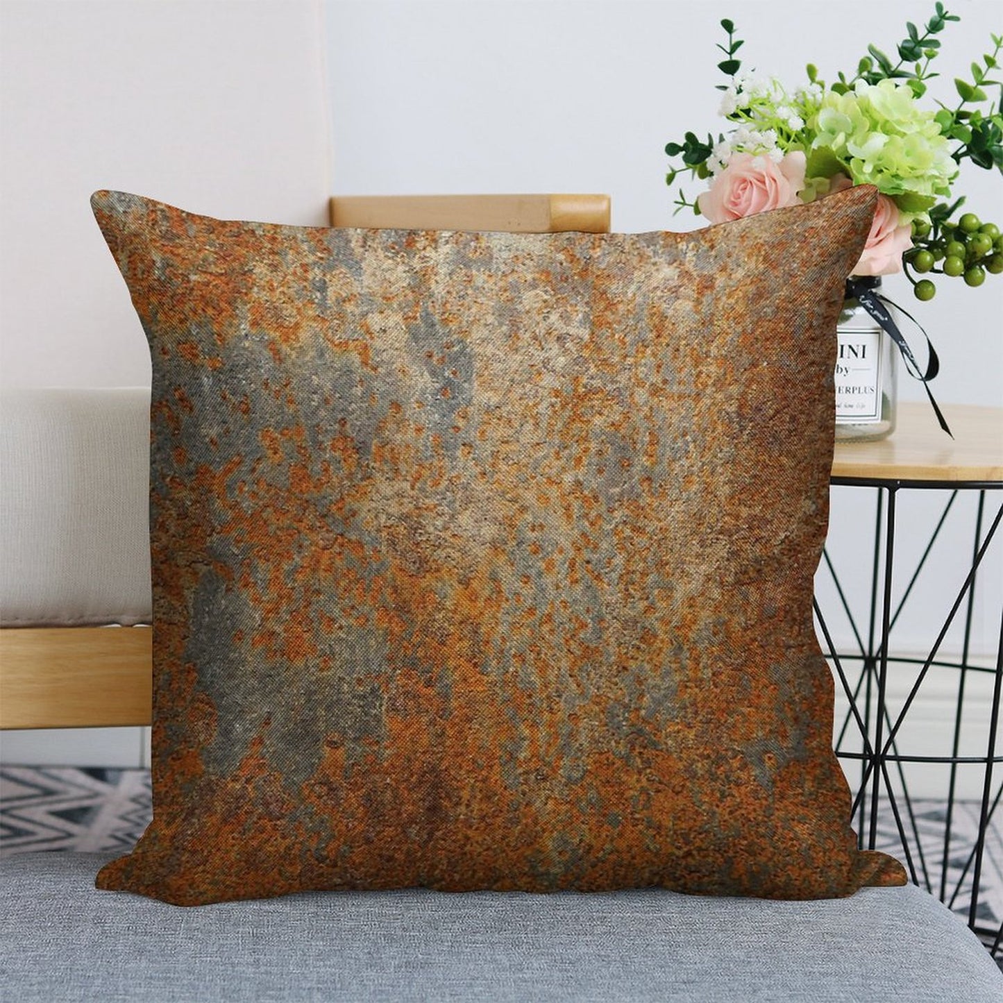 Rust Rusty Texture Linen Throw Pillow Cover