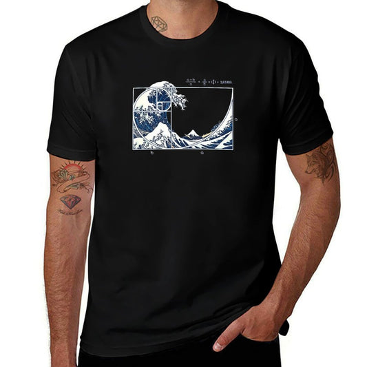 The Great Fibonacci Wave  High-quality Stitching T-Shirt