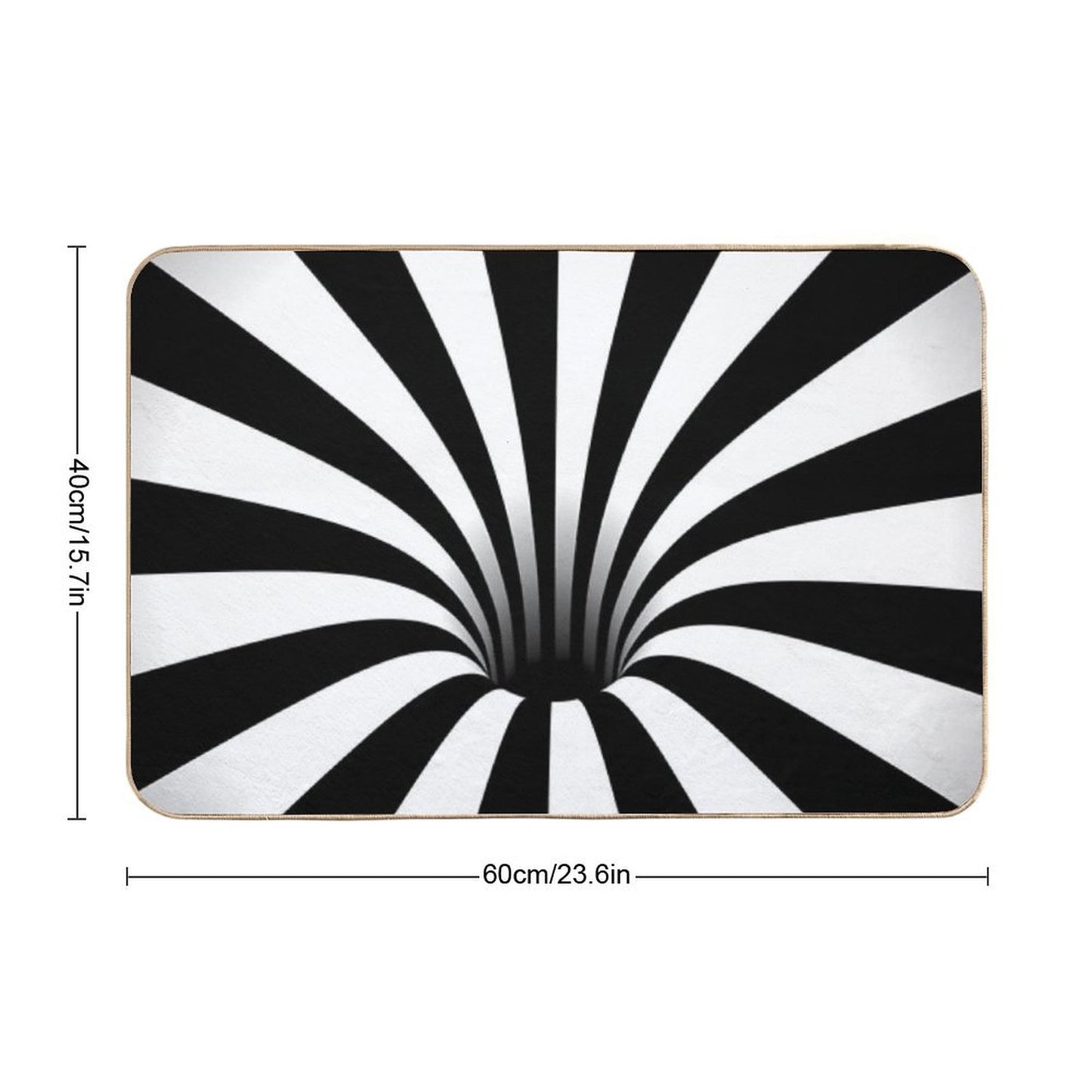 Optical Illusion Black Hole Lines (BlackWhite) Bath Mat