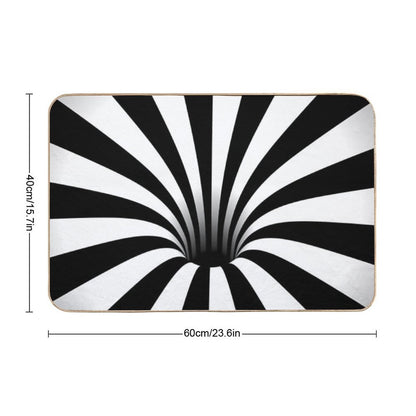 Optical Illusion Black Hole Lines (BlackWhite) Bath Mat