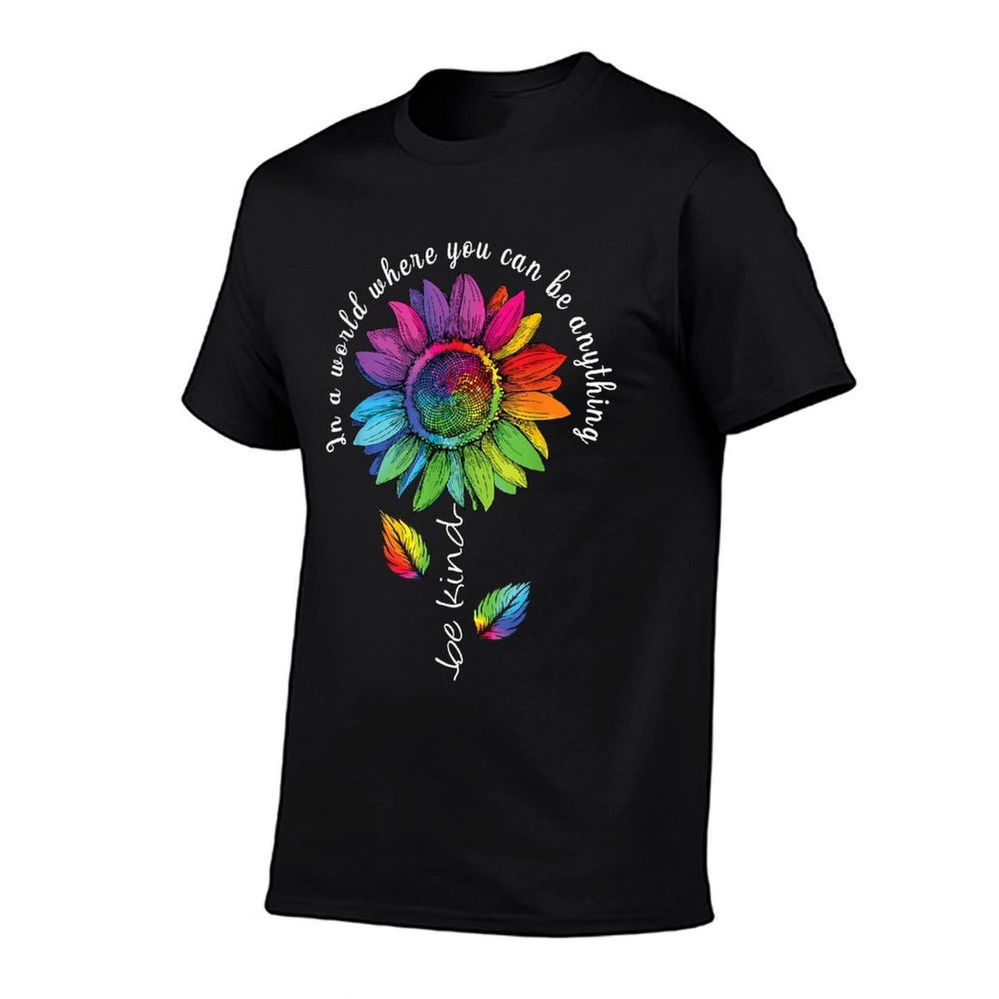 LGBTQ Rainbow Sunflower Be Kind Gay Love Pride Flower  High-quality Stitching T-Shirt