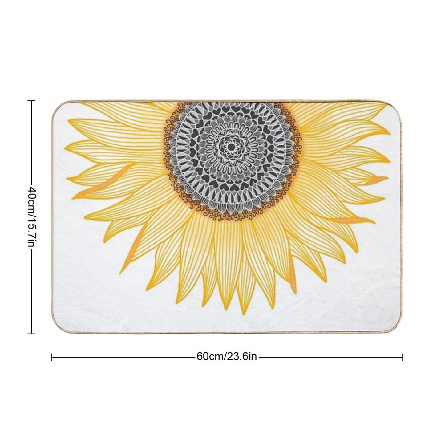 Golden Mandala Sunflower Bath Mat