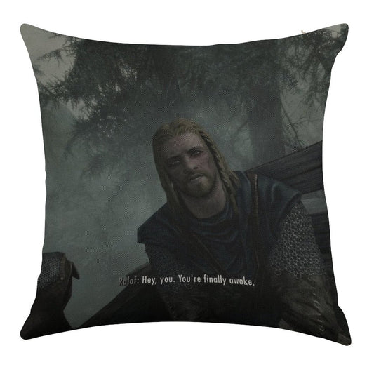 Youre Finally Awake! Linen Throw Pillow Cover