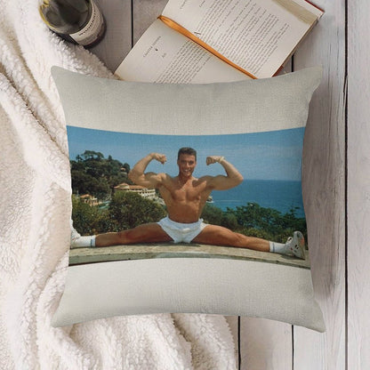 Jean Claude Van Damme Splits Linen Throw Pillow Cover