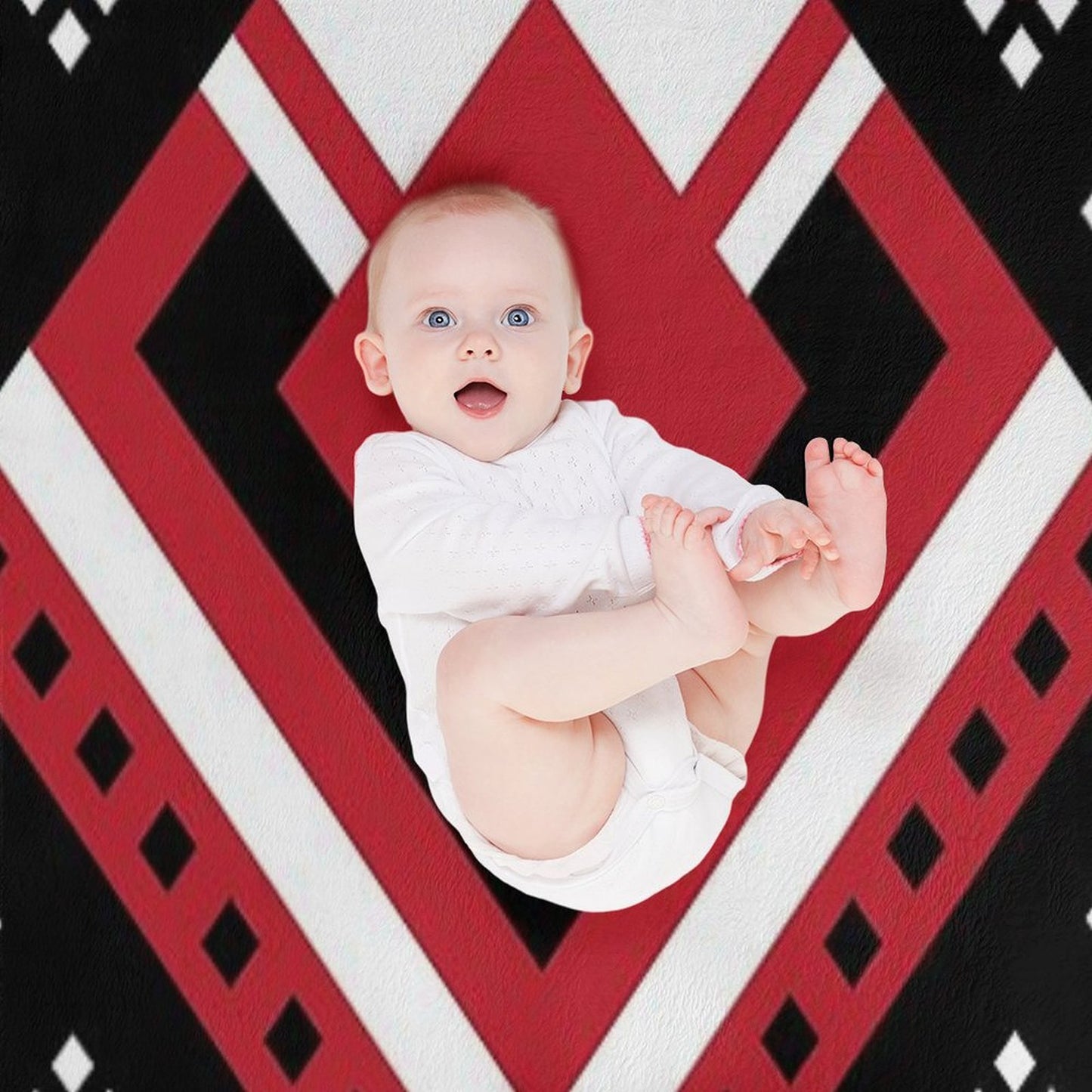 Modified Traditional Retso Pattern- Zimbabwe (Red, White And Black) Throw Blanket