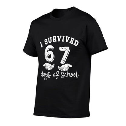I Survived 67 Days of School Funny 67 Teachers Students Meme  Polyester Blend T-Shirt