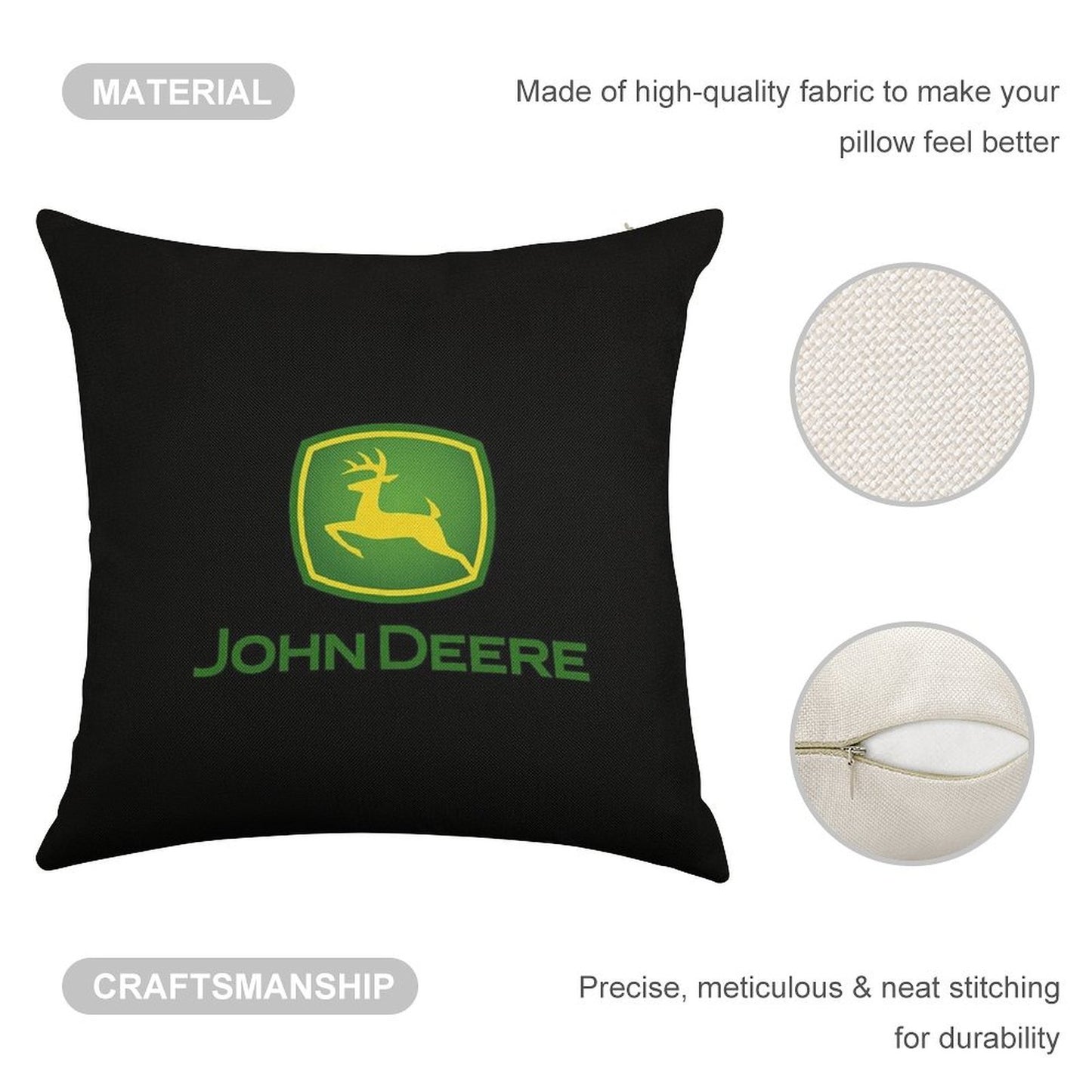 Rich with John Deere Linen Throw Pillow Cover