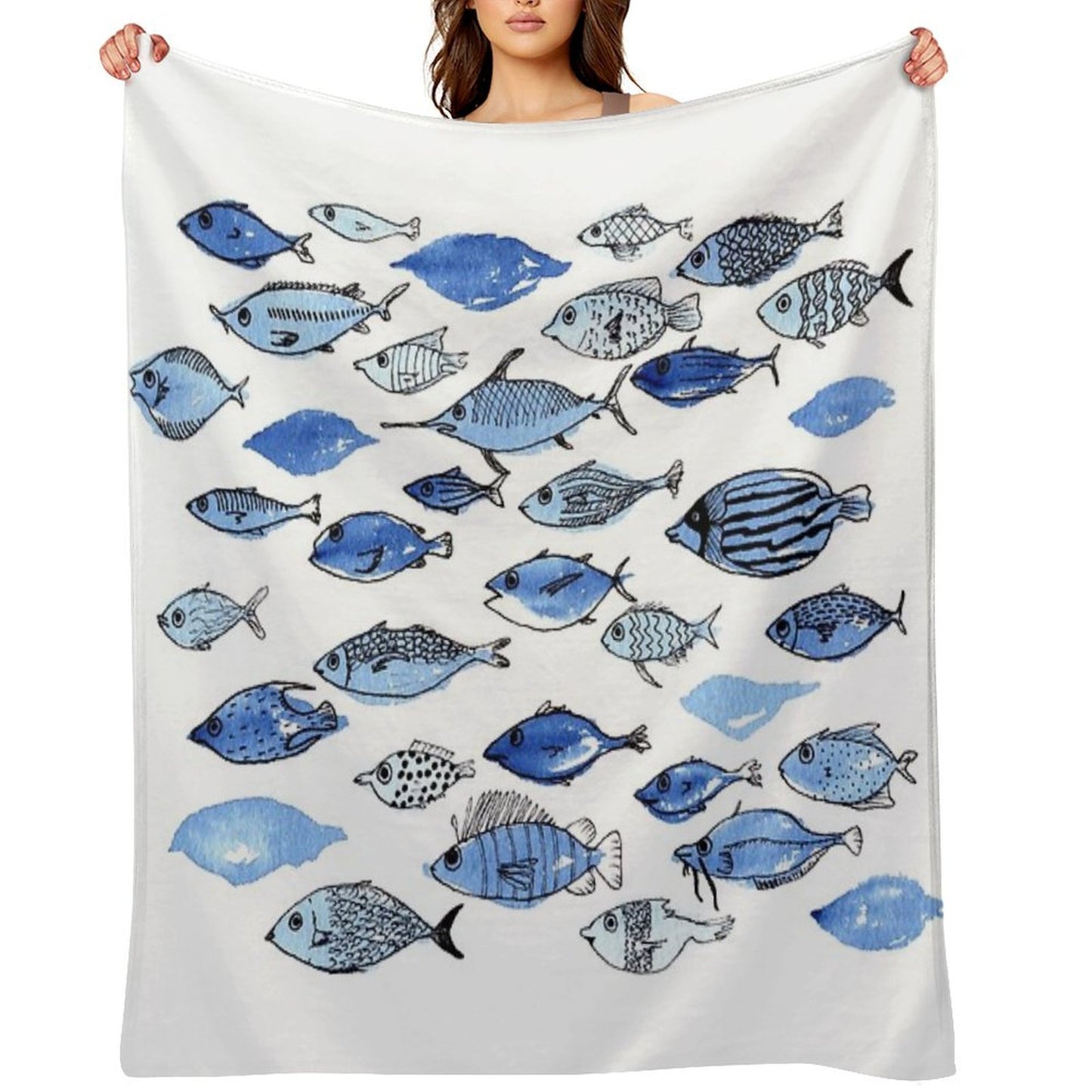 Blue Fishes Throw Blanket