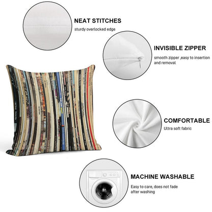 Classic Rock Vinyl Records Soft Easy Maintenance Throw Pillow