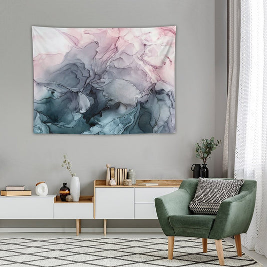 Blush And Payne's Grey Flowing Abstract Painting Tapestry
