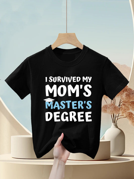 I Survived My Moms Masters Degree MBA College Graduation Kids T-Shirt