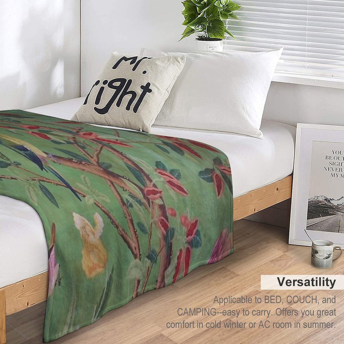 Green Dream Chinoiserie Throw Blanket