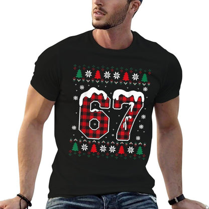 Funny 67 Six Seven Meme Brainrot Cringe Christmas Pajamas  Durable T-Shirt