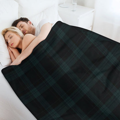 Dark Hunter Green And Deep Charcoal Tartan Plaid Throw Blanket