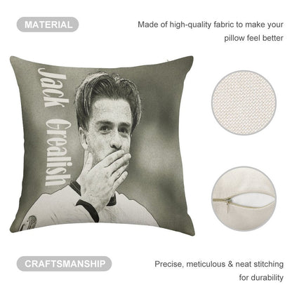 Jack Grealish Linen Throw Pillow Cover