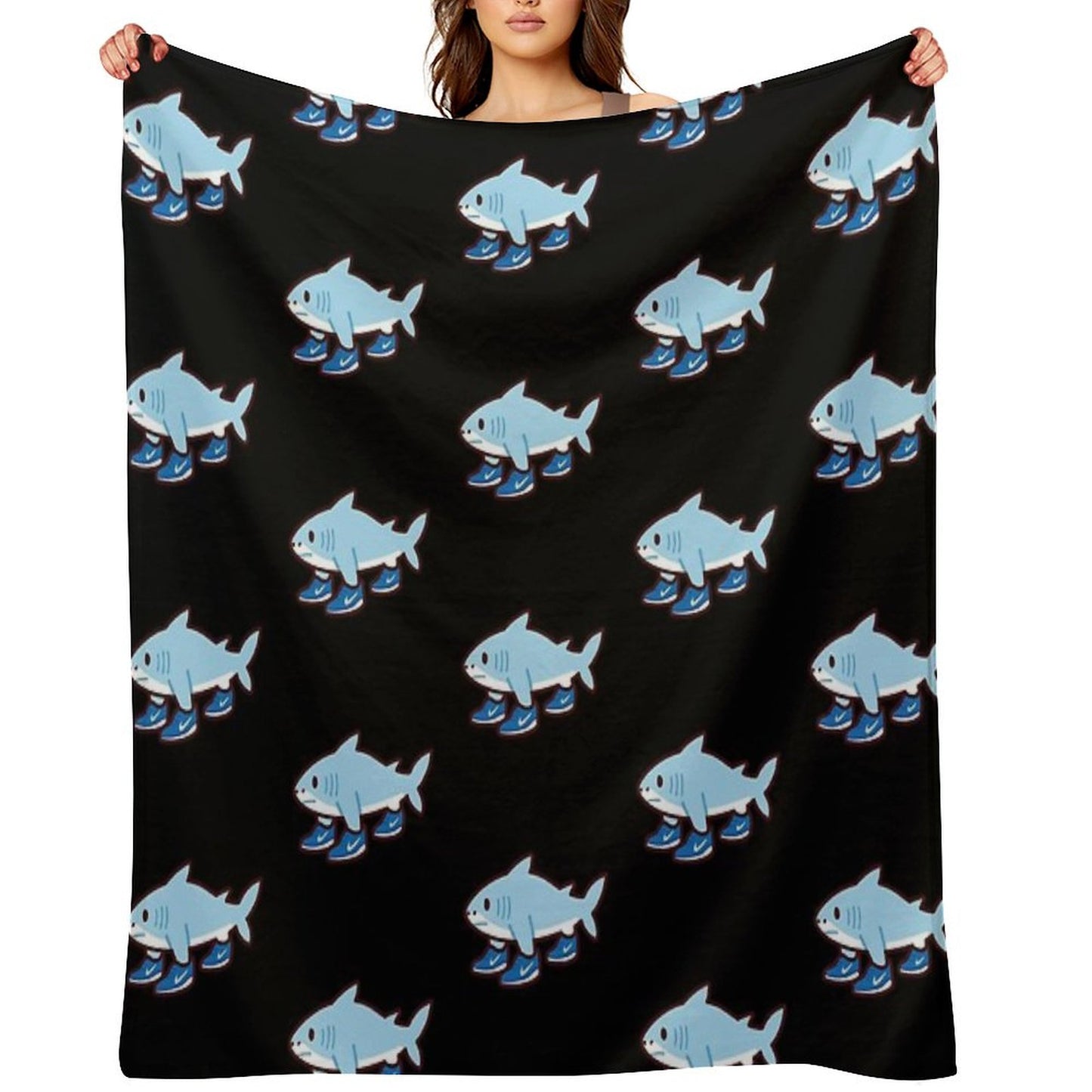 Cute Tralalero Tralala (Italian Brainrot) Throw Blanket