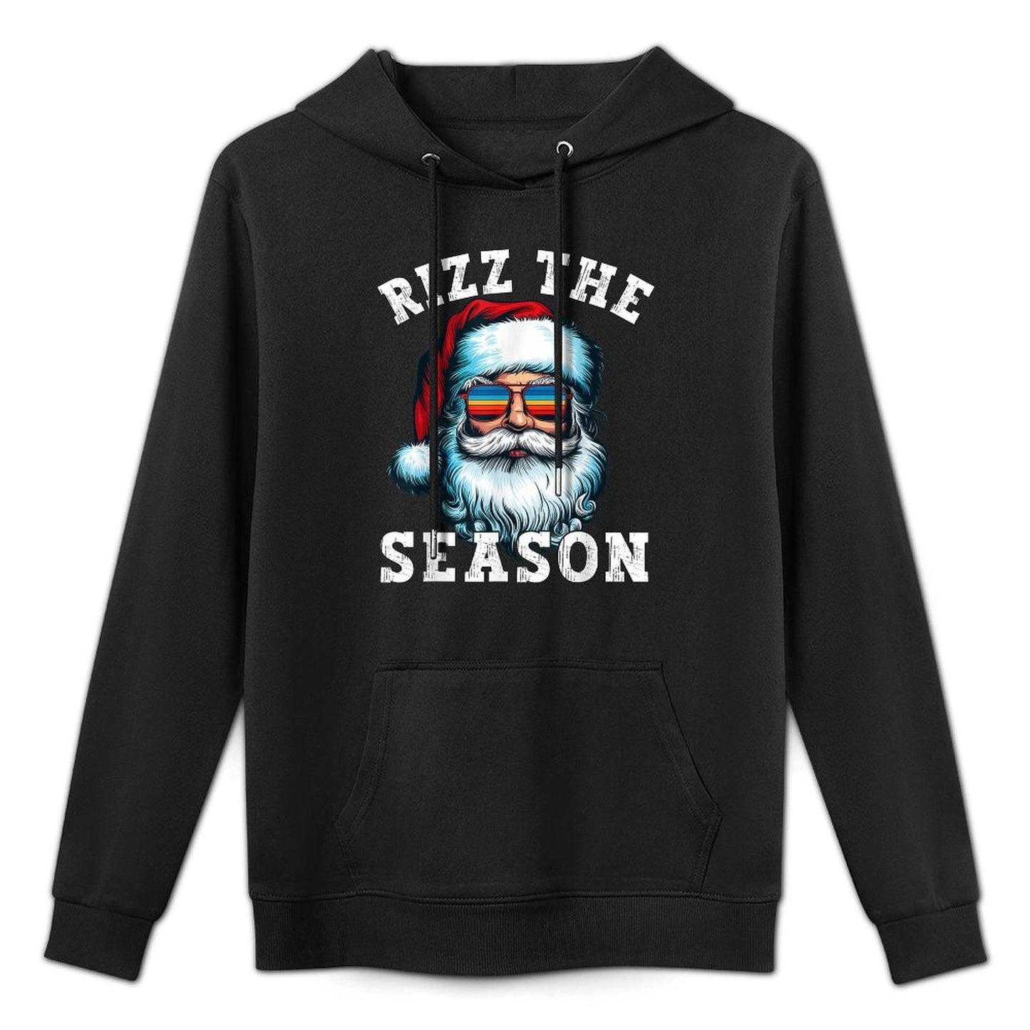 Rizz The Season Funny Christmas Rizzmas Santa Claus Rizzler Kangaroo Pocket Hoodie