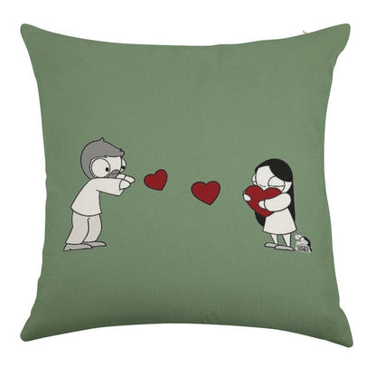 Hearts Throw Linen Throw Pillow Cover