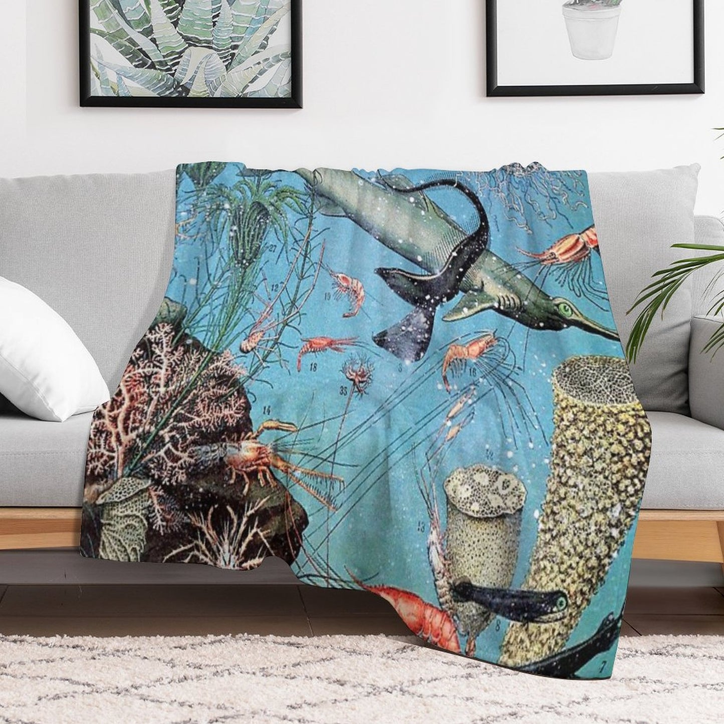Adolphe Millot - Ocean A - French Vintage Poster Throw Blanket